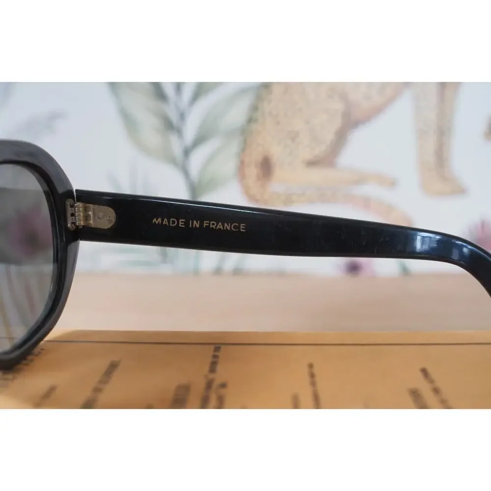 Vintage 1960s Mod Sunglasses France Thick Ebony Tone Frames MCM Retro NOS
